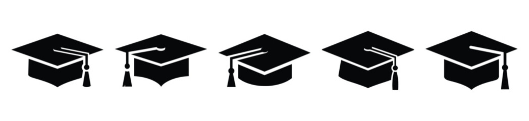 Collection of  graduation cap silhouette icon vector set for logo © Pallobroy