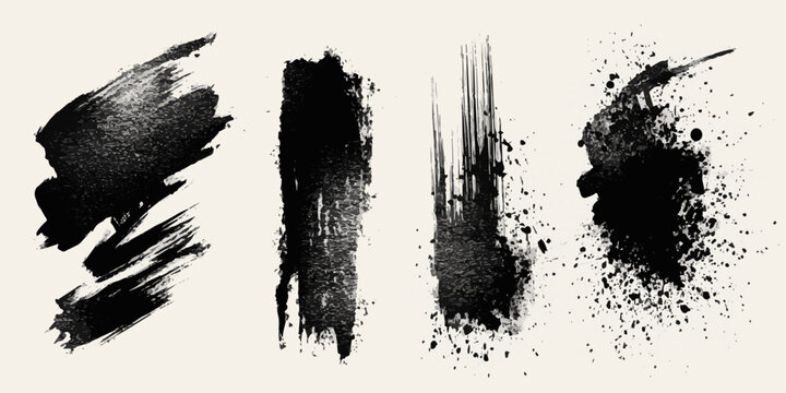 ink blots and splats. detailed ink splats Hyperrealistic Highly Detailed Isolated On Transparent Background