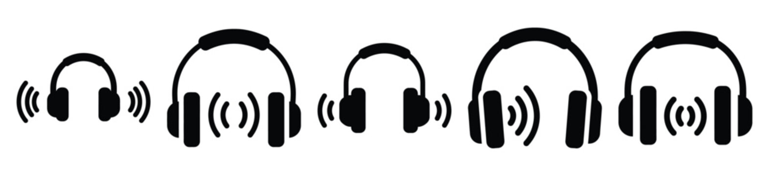 Collection of  headphones sound silhouette icon vector set for logo