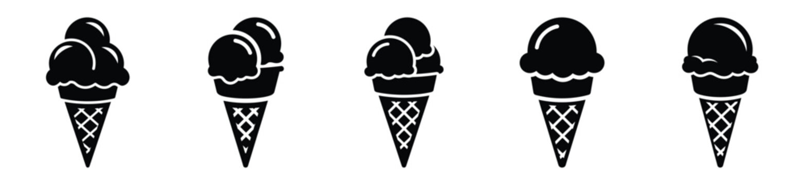 Collection of  ice cream silhouette icon vector set for logo
