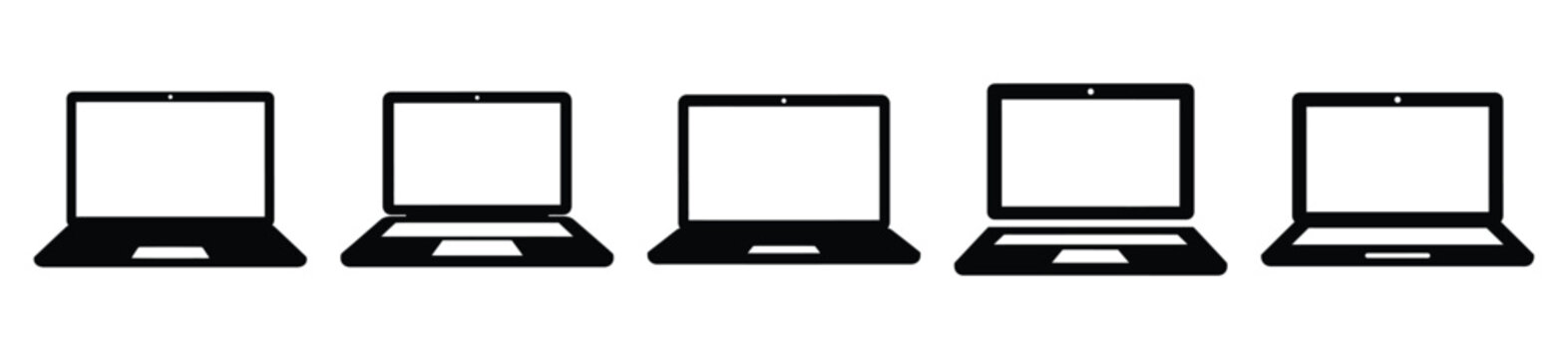 Collection of  laptop computer silhouette icon vector set for logo
