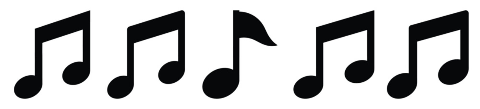 Collection of  music note silhouette icon vector set for logo