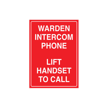 Warden Intercom Phone Lift Handset To Call Sign Vector Design Safety Sticker Poster
