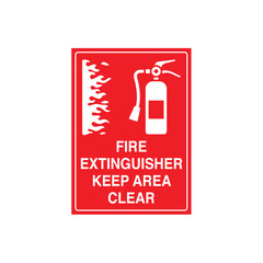 Obraz premium Fire Extinguisher Keep Area Clear Sign Vector Design Safety Sticker Poster 