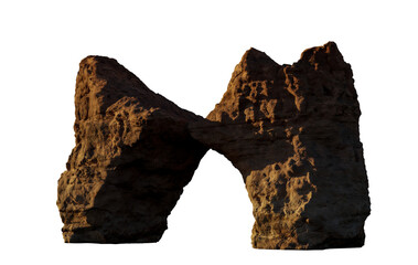 Sunlit Sandstone Rock Arch Natural Arch Formation 3D Rendering of Rugged Stone Bridge