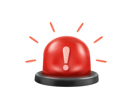 Warning beacon icon, Emergency alarm. Emergency alert, warning concept. 3D vector minimal cartoon siren light notification for system dashboard and safety. Isolated on white transparent background