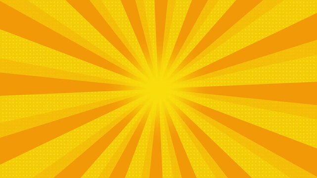 Sunburst yellow orange comic modern with dot pattern rotating animated background