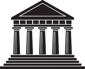 Icon of a building with columns and triangular roof architecture symbol