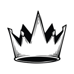Crown Hand-Drawn Illustration in Vintage Sketch Style
