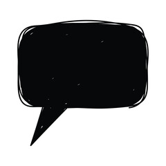Black hand-drawn speech bubble icon in sketchy doodle style for comic and design projects