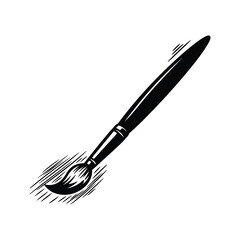 Paintbrush illustration artist tool in black and white woodcut style