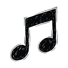 Musical Note Icon Hand-Drawn Sketch Doodle Style Illustration Isolated on White
