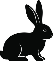 Obraz premium A black silhouette of a rabbit on a white background