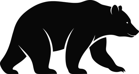 Obraz premium A black bear silhouette walking on a white background