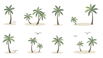 Obraz premium A cheerful illustration of a tropical island scene with palm trees. Perfect for backgrounds, travel content, or representing relaxation and vacation t