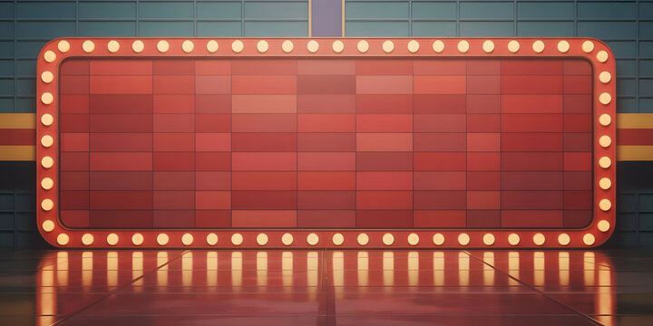 Vintage style movie theater marquee board with lights