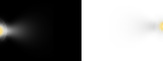 Golden Spotlight Glow Beam on Dark and Transparent Background