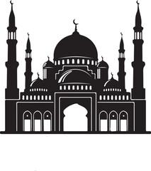 Fototapeta premium Vector illustration of the Taj Mahal silhouette featuring the iconic marble dome and minaret architecture of the famous Indian landmark and mausoleum tomb in Agra under an Asian sky