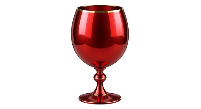 Luxurious red wine glass with gold trim and elegant stem design