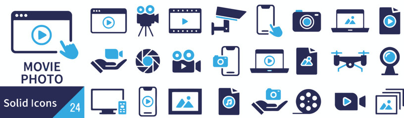 Collection of solid icons for multimedia and photography © Khairol