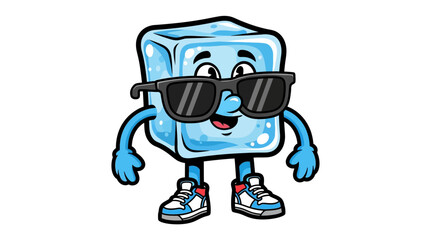 Obraz premium Cool and Refreshing Ice Cube Character with Sunglasses and Sneakers - Playful Cartoon Design