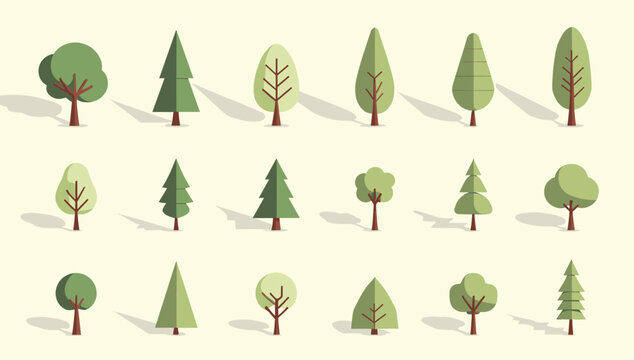 A calming, simplified illustration of trees in a pastel palette. Ideal for backgrounds, website design, or representing nature-themed concepts in mark