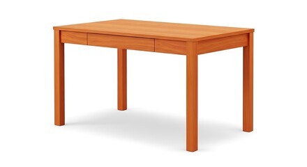 Beautiful wooden table with rectangular top and four straight legs made of light brown wood