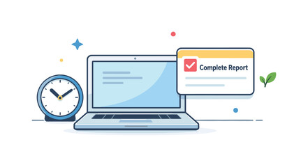 Clear daily workflow and focused task execution in a modern professional environment emphasizing simplicity and effectiveness, a clean desk scene with a laptop