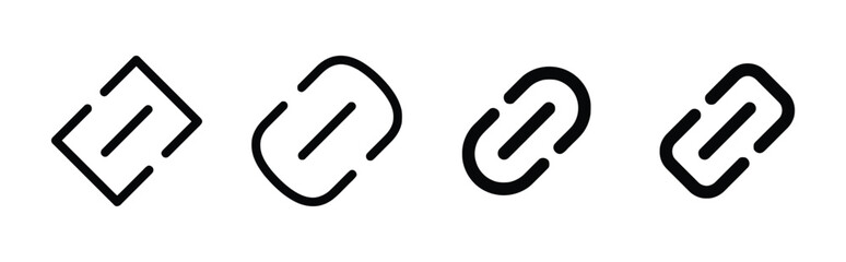 Four abstract link icons black outline for connection and network symbol