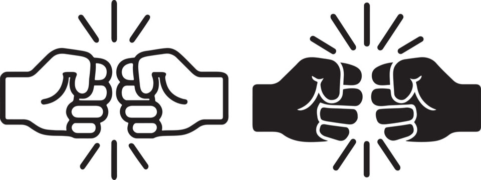 Bold fist bump icon with friendship gesture symbol.