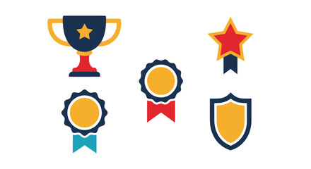 Fototapeta premium Trophy badge Line minimal digital color illustration
