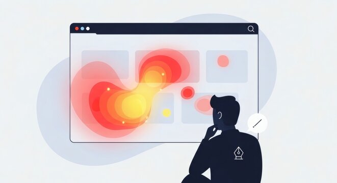 Silhouette of man looking at website heatmap analysis