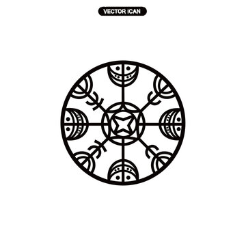 Intricate Geometric Circular Symbol Vector Icon. Abstract mystical design representing an ancient spiritual sign or magical sigil with decorative elements for branding or web