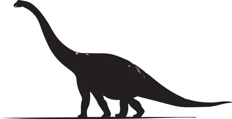 Giant Apatosaurus dinosaur with long neck massive tail silhouette. © Khilal