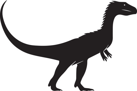 Carnivorous Abelisaurus dinosaur with short arms predatory silhouette.