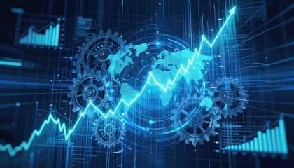 Fototapeta premium Analyzing global market trends through data visualization business sector infographic representation digital environment high-tech viewpoint