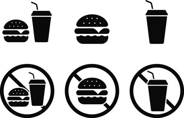 Minimalist black and white food restriction icons for signage design