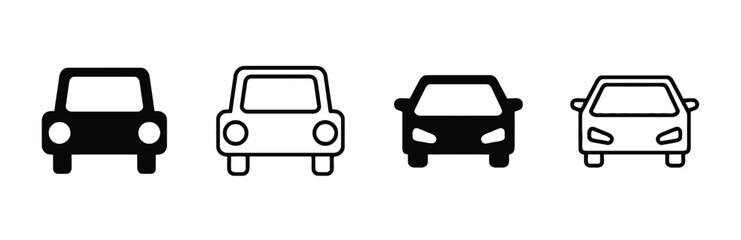Set of car icons solid and outline variations for automotive themes © Kalam
