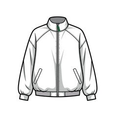 Oversized track windbreaker jacket, flat sketch, professional CAD vector illustration template, essential sportswear apparel mockup for technical design, pattern making, and fashion branding projects. © Rony art