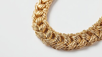 Obraz premium Golden necklace isolated on white, top view