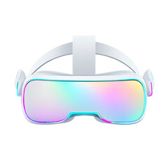 White VR headset with rainbow lenses VR headset virtual reality gaming isolated on a transparent background