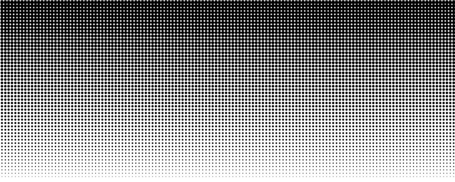 Dotted halftone gradient texture. Vanishing polka dot background. Repeating dots gradation pattern background. Black fading comic pop art overlay backdrop. Halftone raster effect wallpaper. Vector
