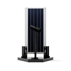 Vertical Solar Panel on Black Base clean energy renewable energy sustainability isolated on a transparent background