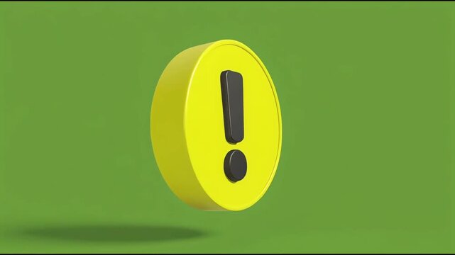 alert icon 3d render yellow circle button