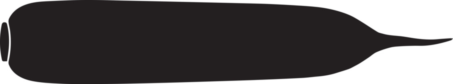 Clean Long Cylindrical Daikon Radish Silhouettes Isolated for Design