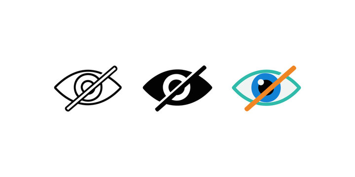 Hidden Eye Privacy Icons Set Vector