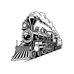 Vintage steam locomotive train illustration © Anamul Haque  Munna