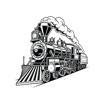 Vintage steam locomotive train illustration