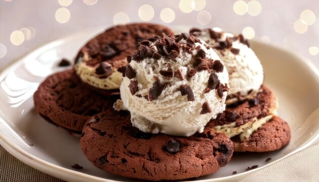 Delicious Chocolate Chip Cookie Sundae with Ice Cream.