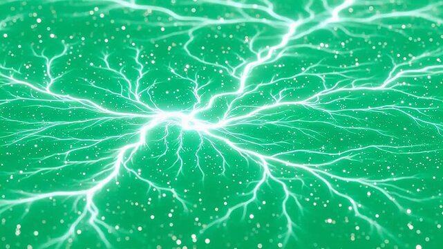 Electricity lightning patterns on green background
